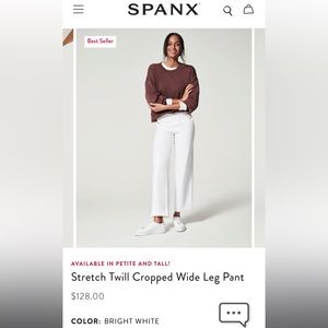 Spanx Stretch Twill Cropped Wide Leg- bronze glow